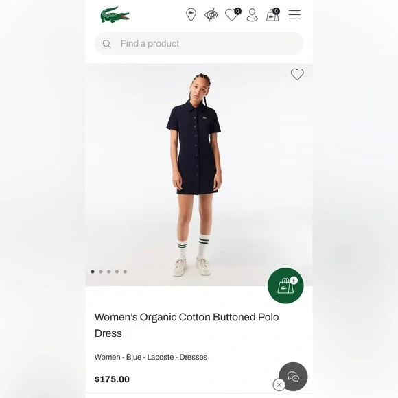 LACOSTE ORGANIC COTTON POLO DRESS SIZE SMALL (36) WORN ONCE - Picture 3 of 6